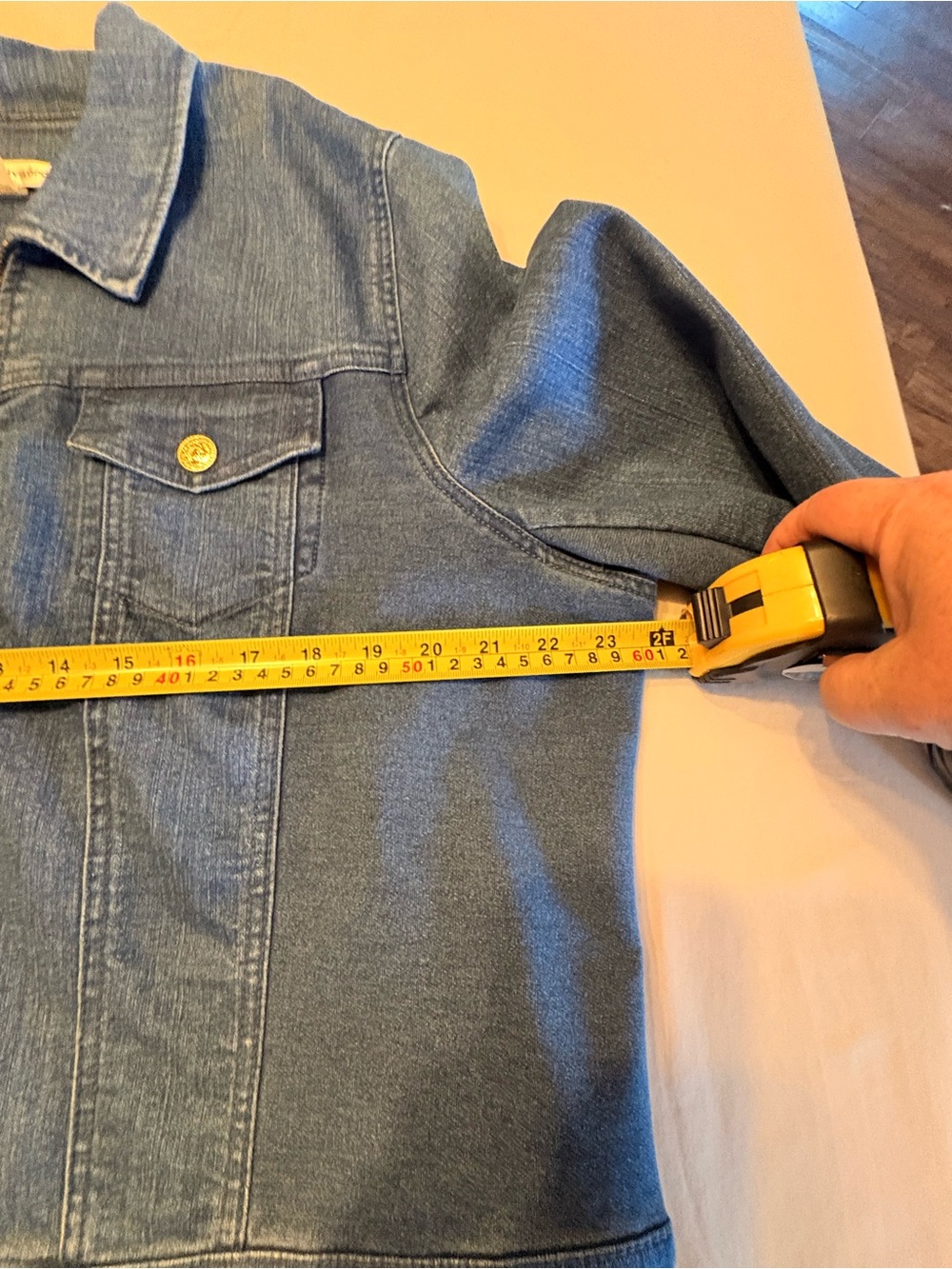 Ladies XL Classic Blue Denim Zip-Up Jean Jacket - Picture 11 of 12